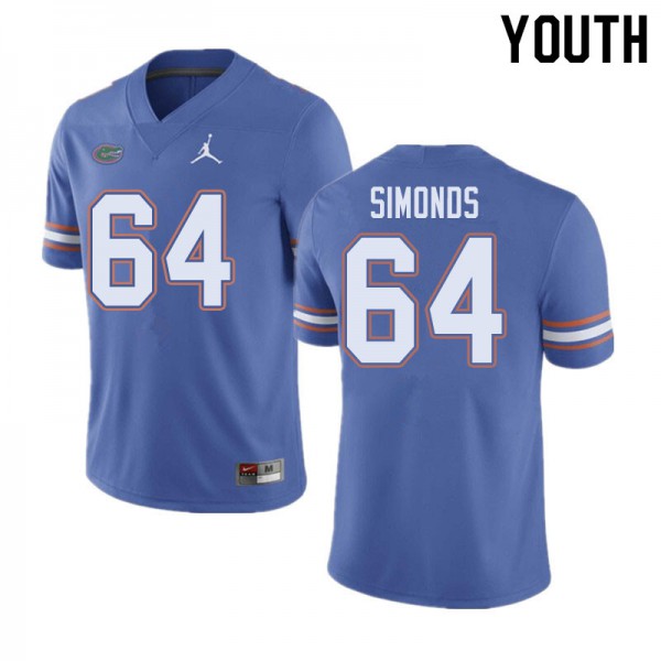 Jordan Brand Youth #64 Riley Simonds Florida Gators College Football Jersey Blue